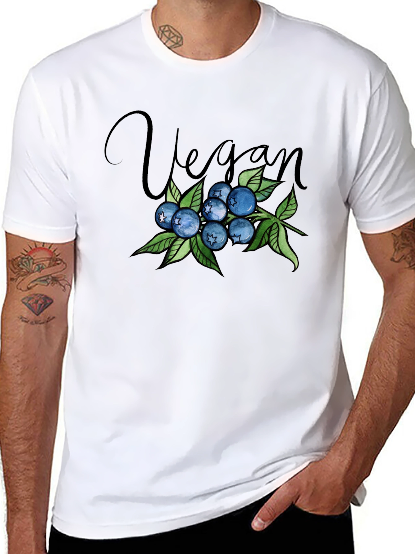 Vegan Blueberry Graphic Tee - Stylish & Comfortable