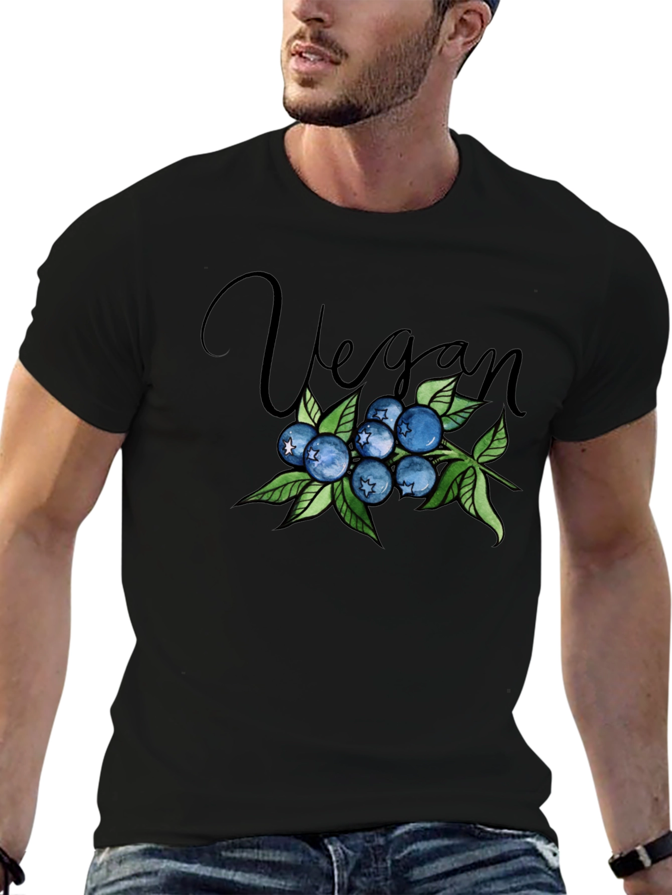 Vegan Blueberry Graphic Tee - Stylish & Comfortable