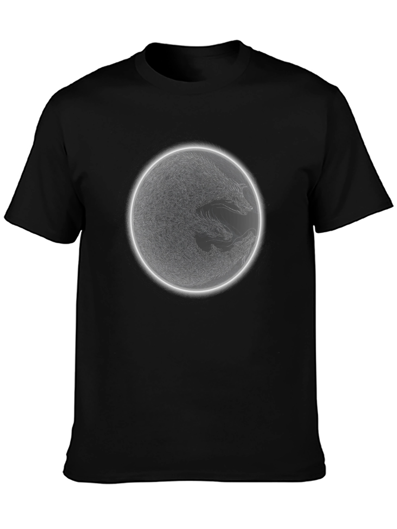 Wolf Moon Graphic Tee - Mens Black Cotton T-Shirt