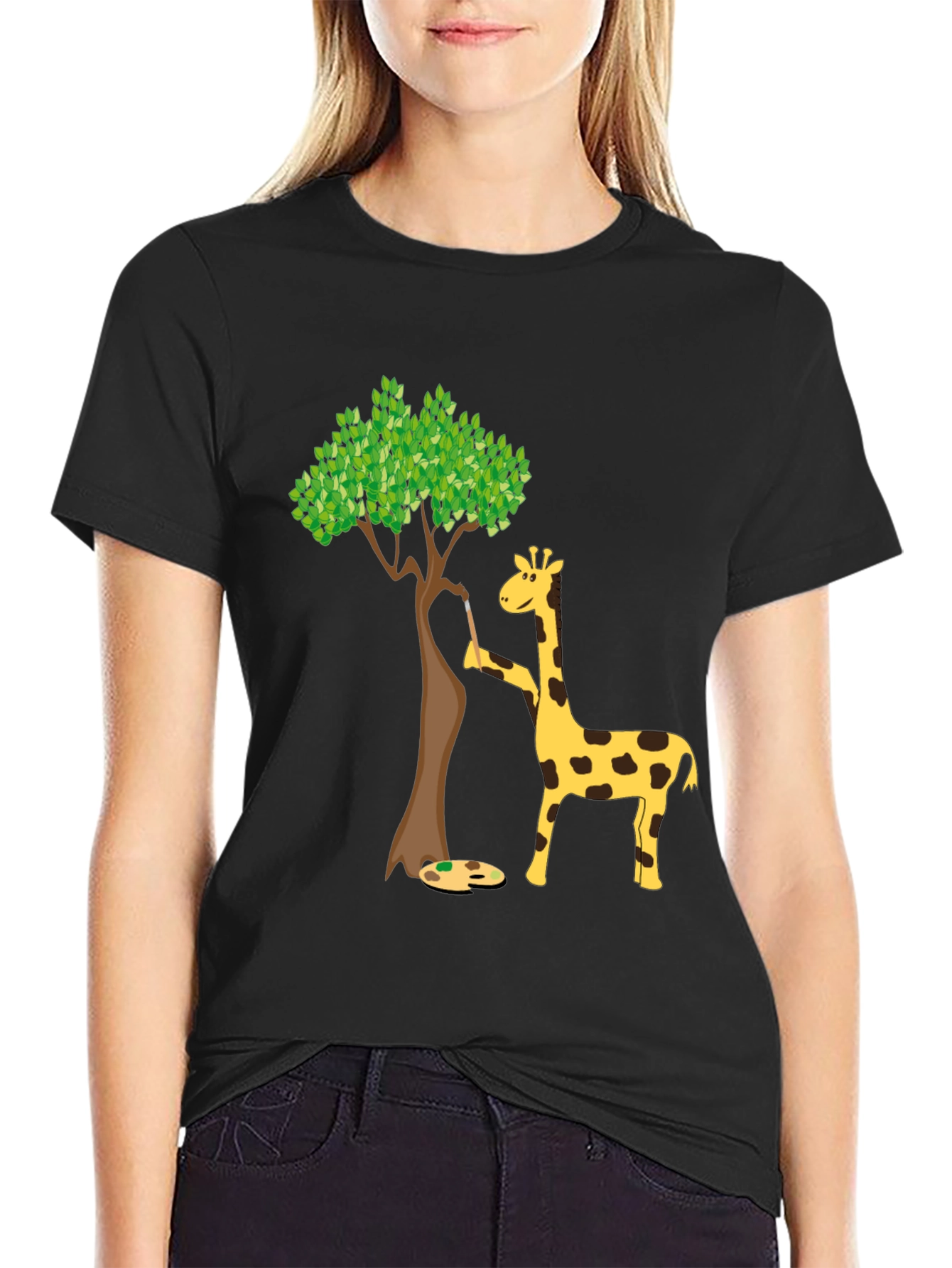 Giraffe Painting Tree T-Shirt - Unique Animal Graphic Tee