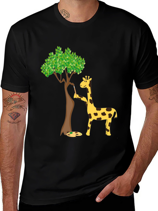 Giraffe Painting Tree T-Shirt - Unique Animal Graphic Tee