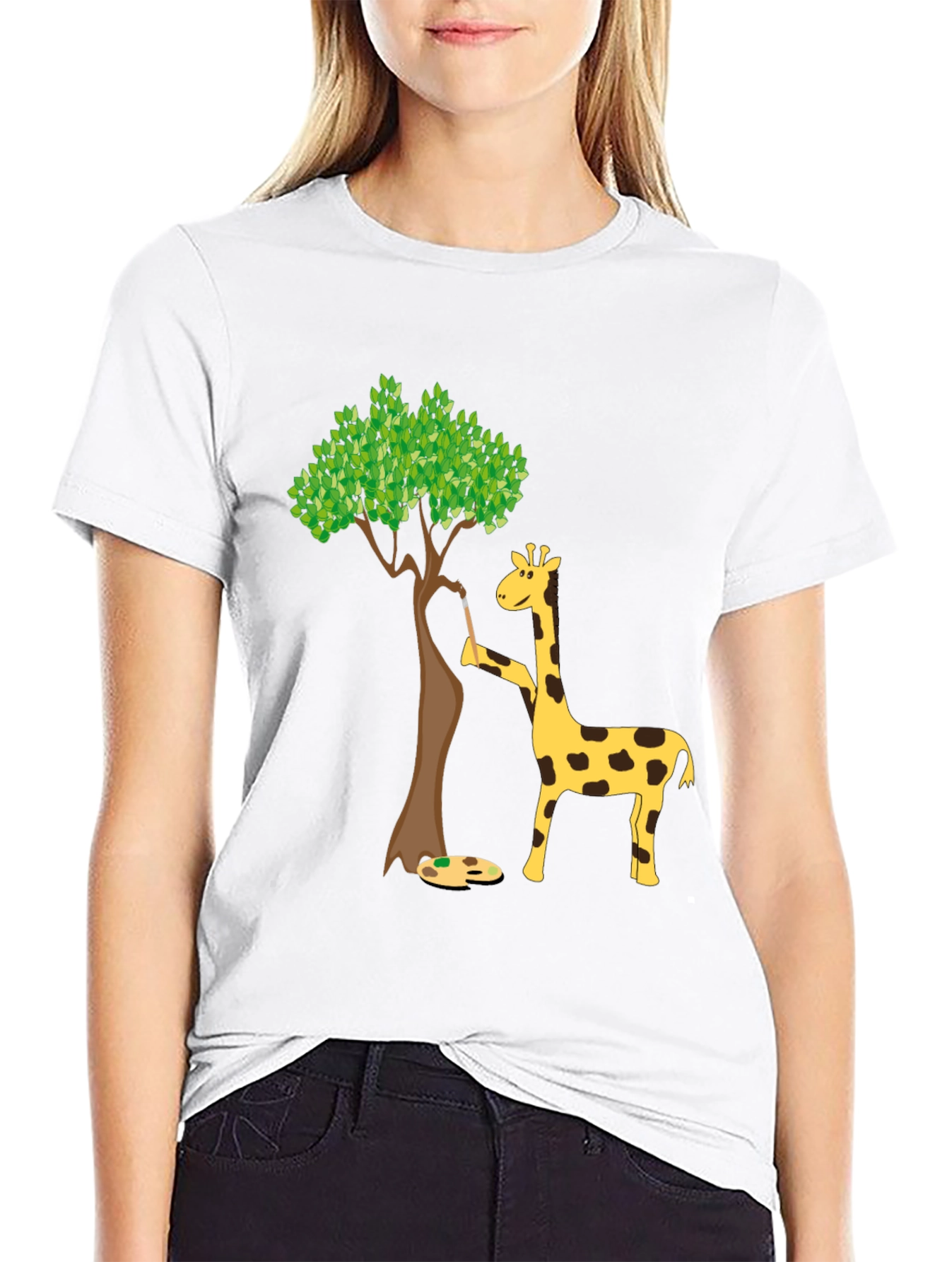Giraffe Painting Tree T-Shirt - Unique Animal Graphic Tee