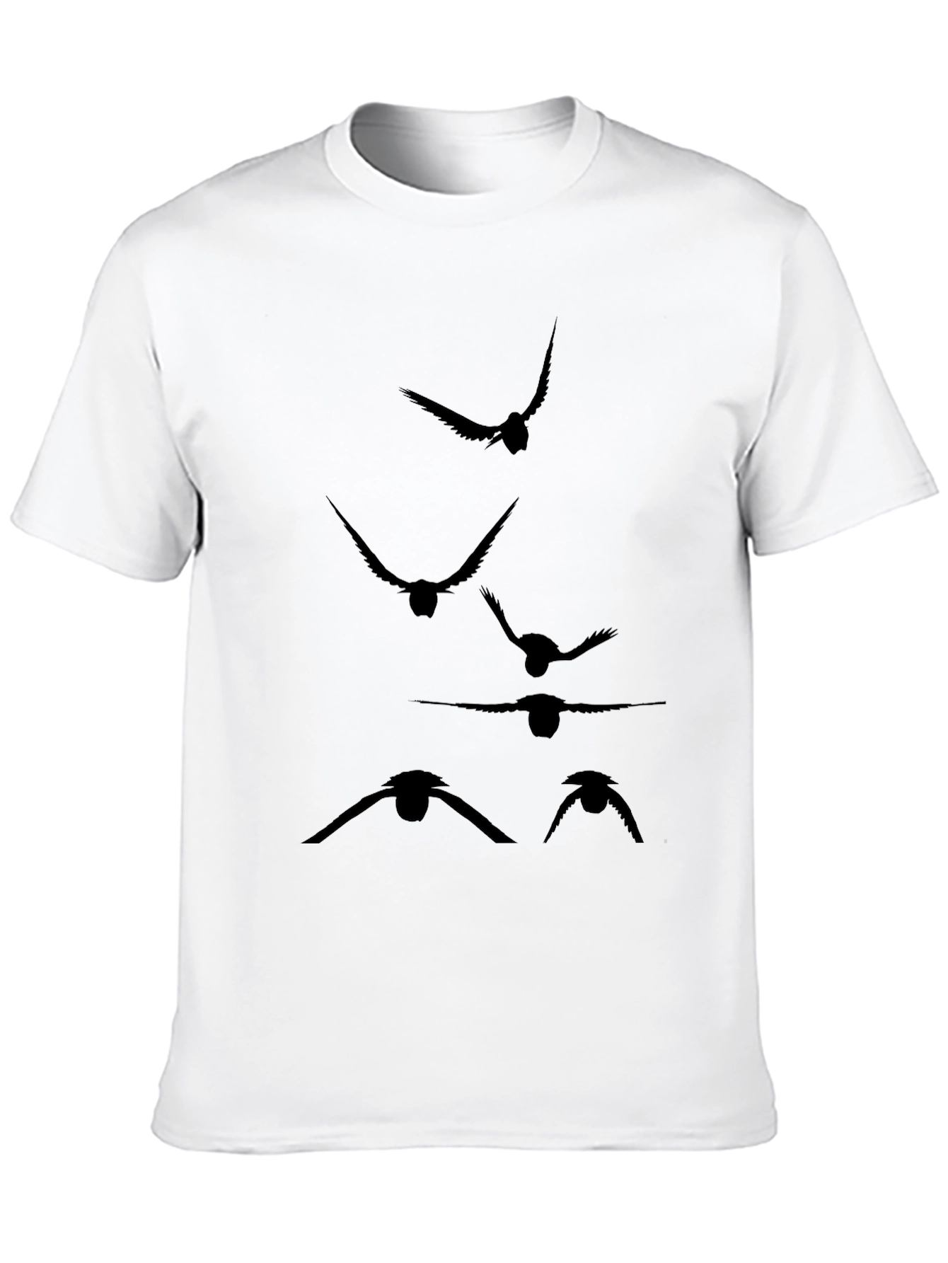 Mens Black T-Shirt with Flying Bird Silhouette Design