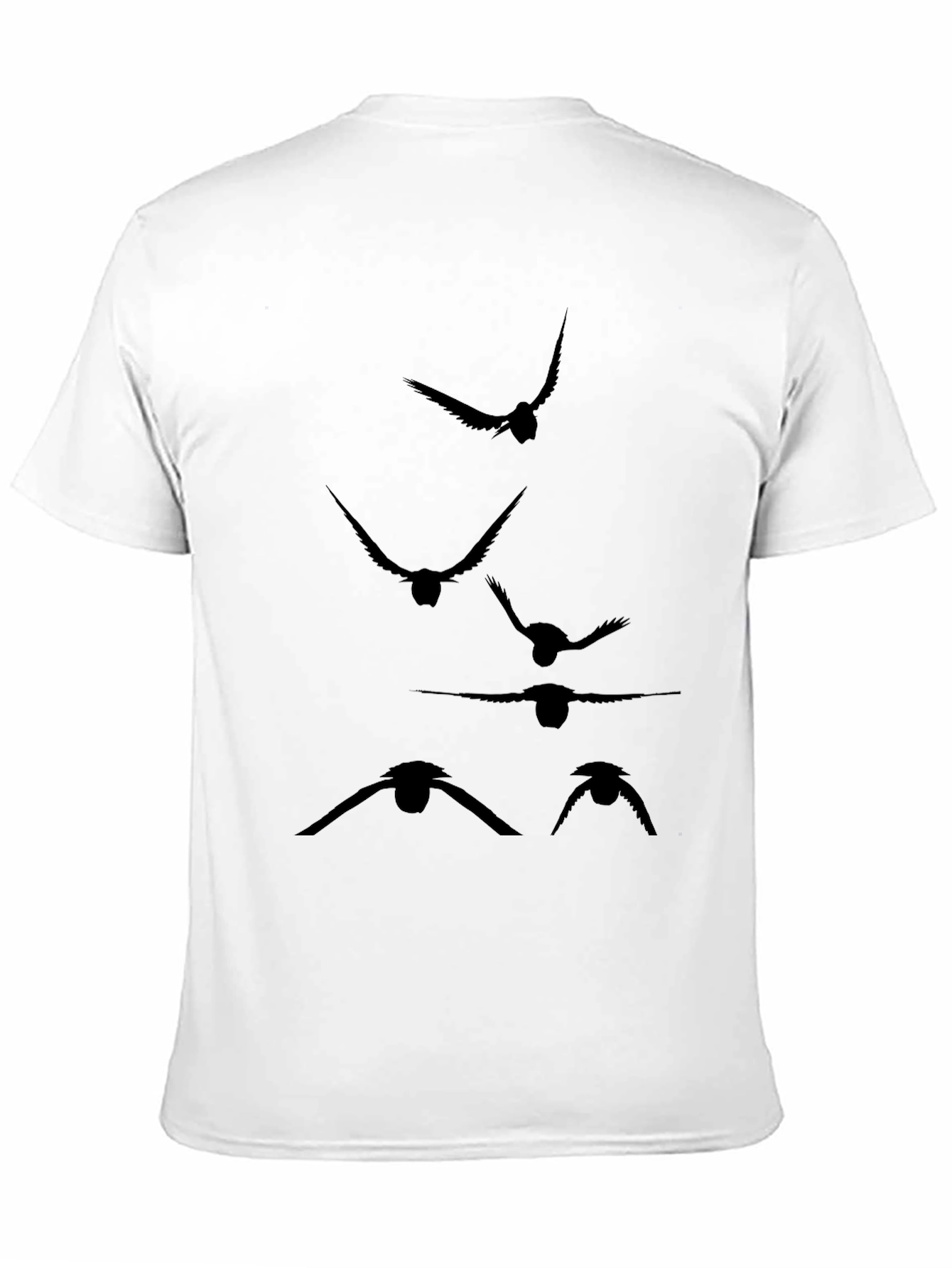 Mens Black T-Shirt with Flying Bird Silhouette Design