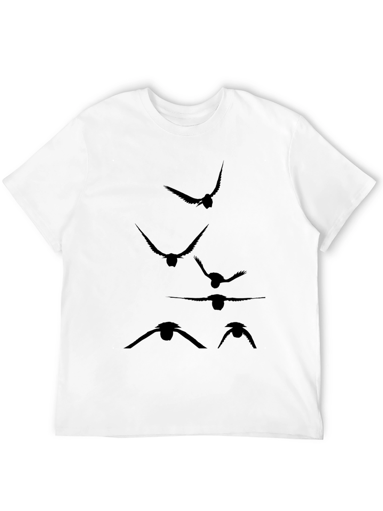 Mens Black T-Shirt with Flying Bird Silhouette Design