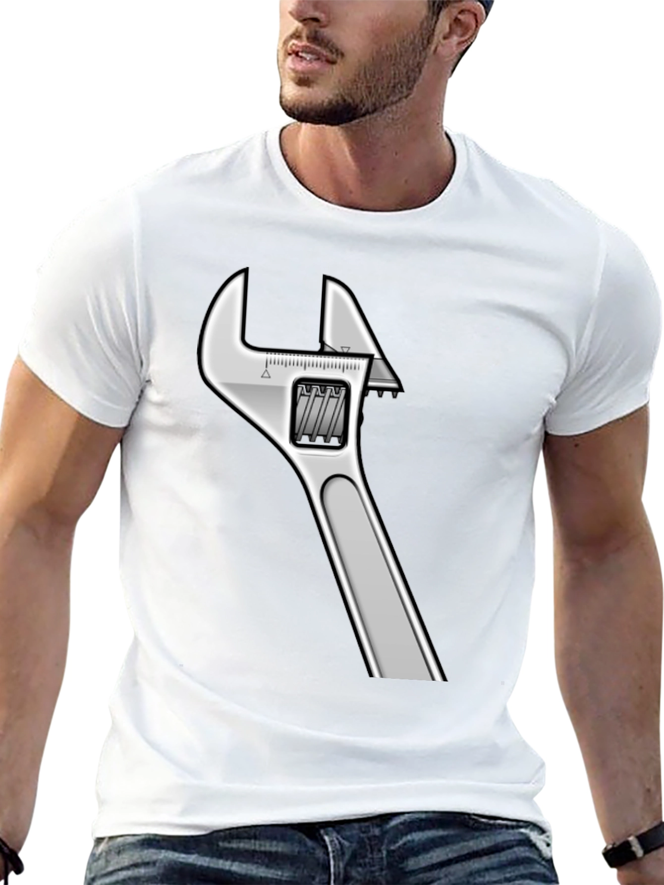 Adjustable Wrench Graphic Black T-Shirt