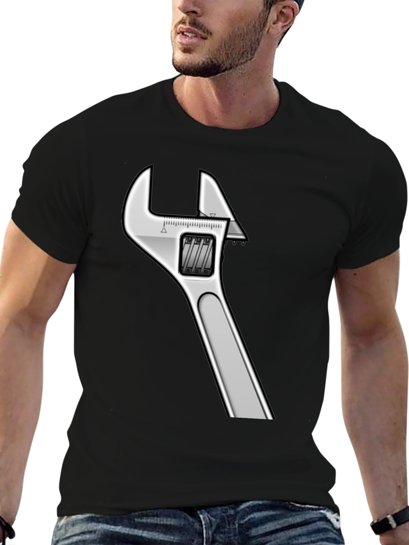 Adjustable Wrench Graphic Black T-Shirt