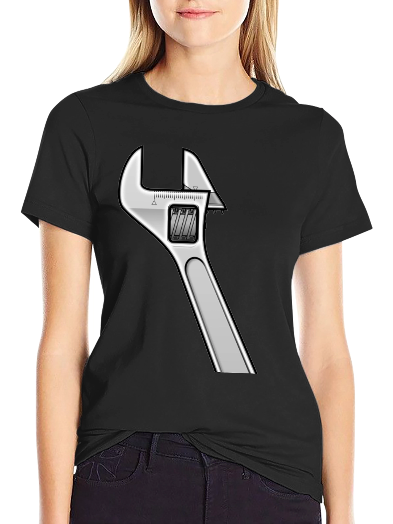 Adjustable Wrench Graphic Black T-Shirt