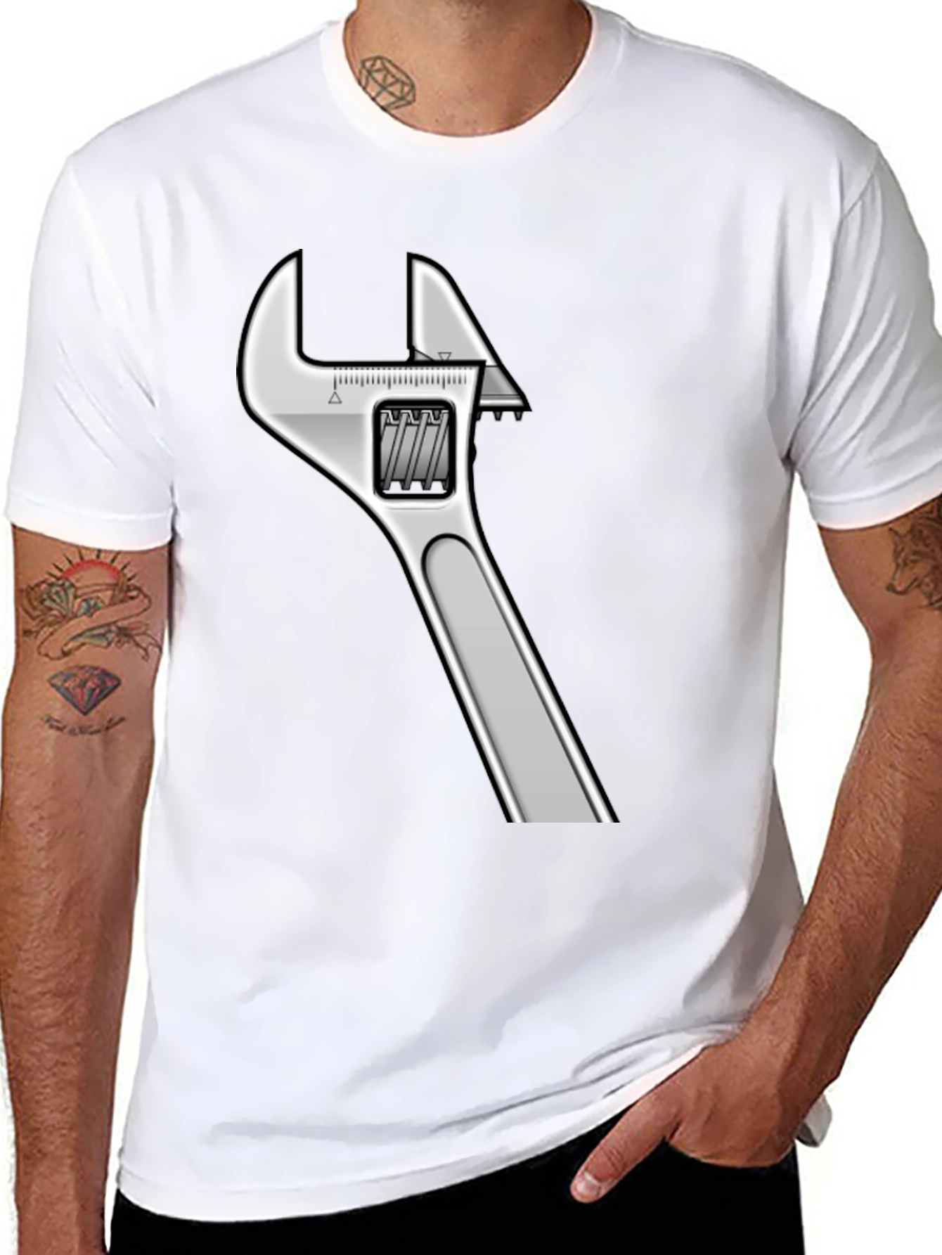 Adjustable Wrench Graphic Black T-Shirt