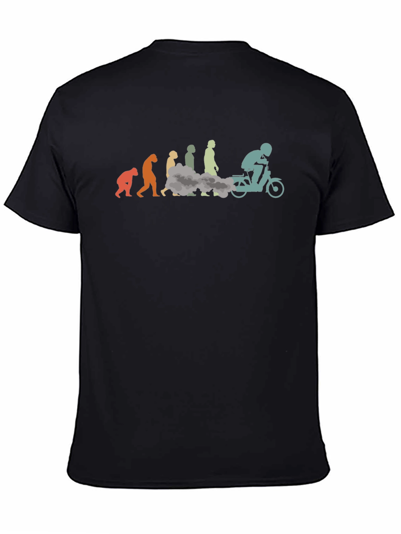Evolution of Moped Rider Black T-Shirt