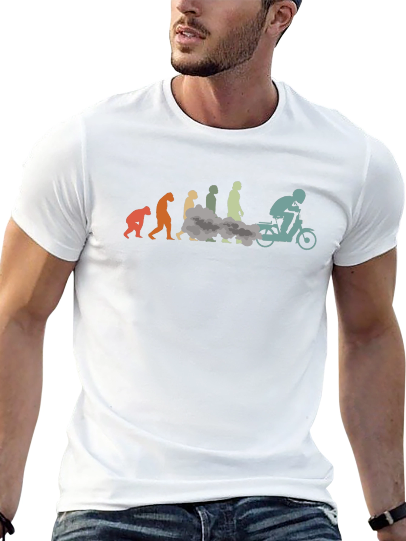 Evolution of Moped Rider Black T-Shirt