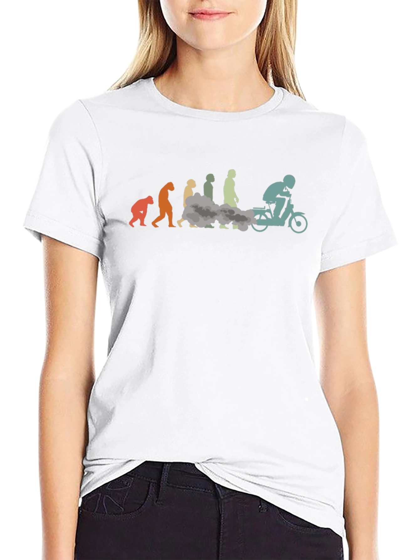 Evolution of Moped Rider Black T-Shirt