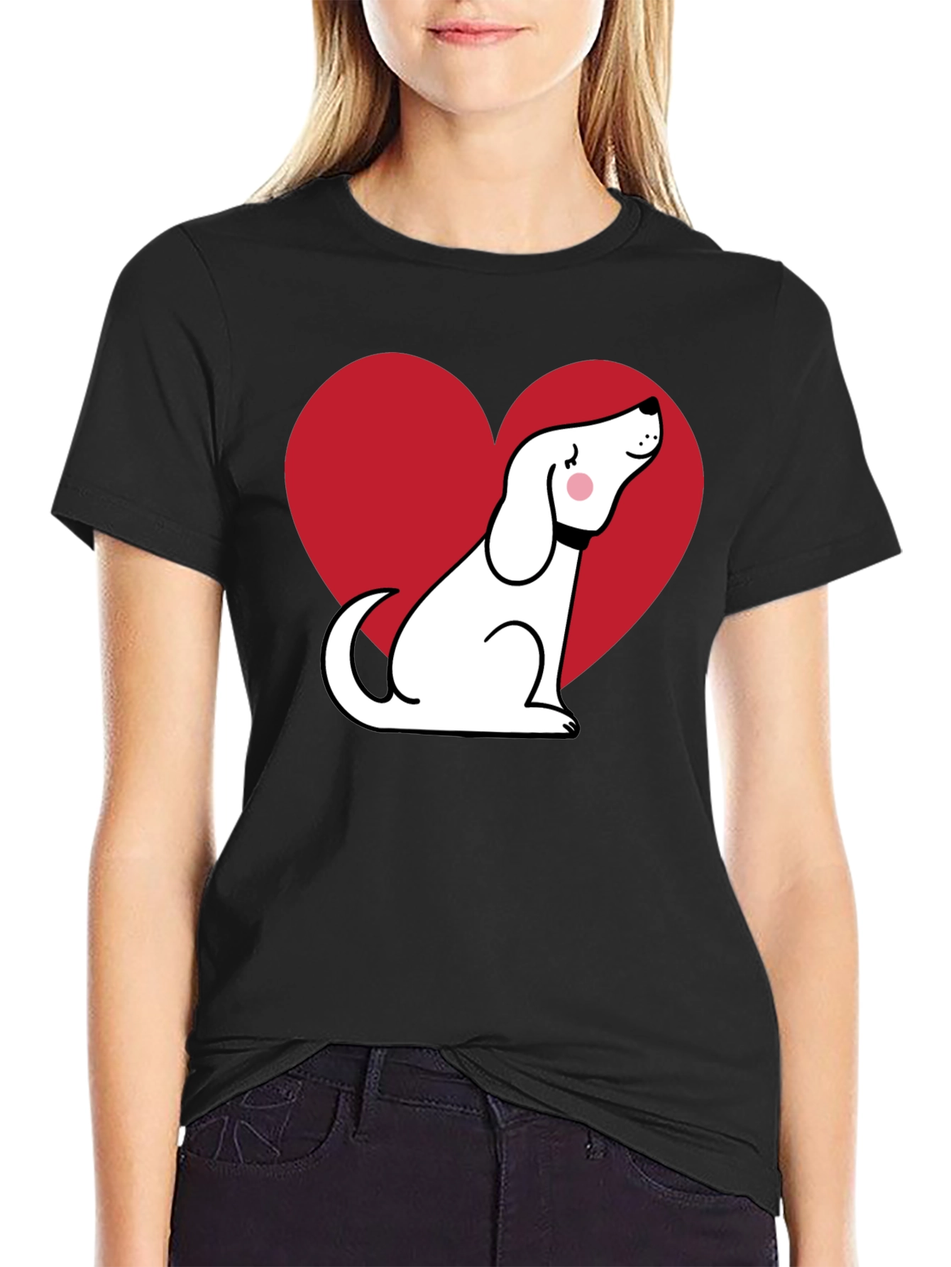 Dog Heart Graphic T-Shirt - Black