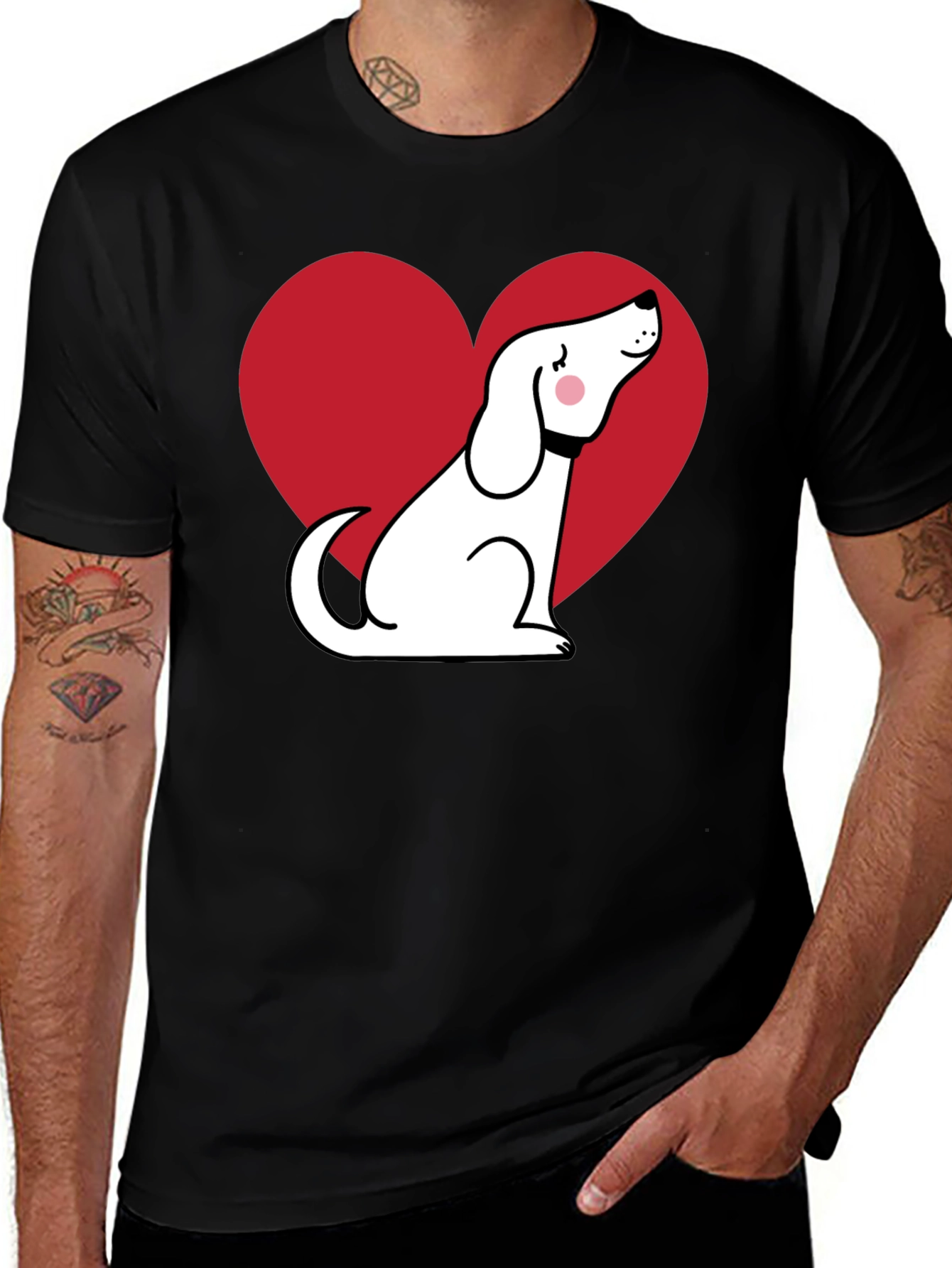 Dog Heart Graphic T-Shirt - Black