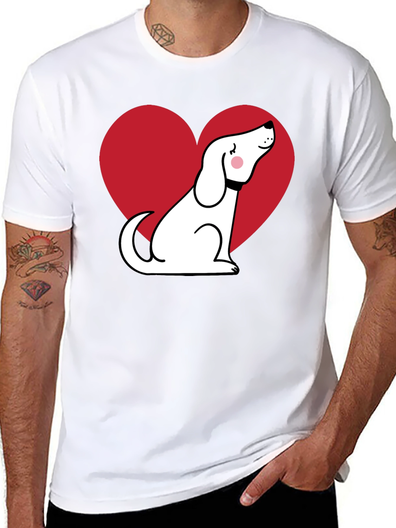 Dog Heart Graphic T-Shirt - Black