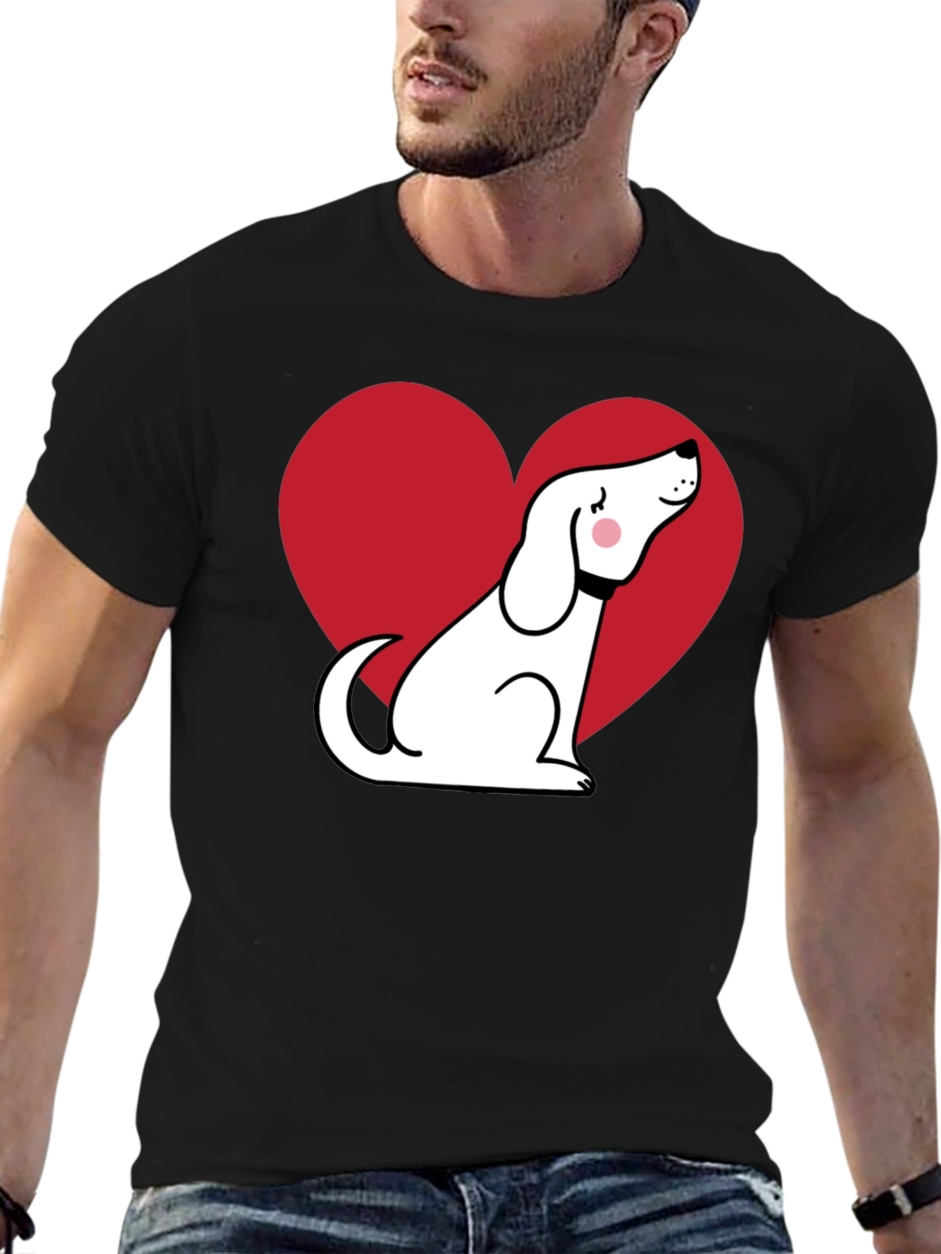 Dog Heart Graphic T-Shirt - Black