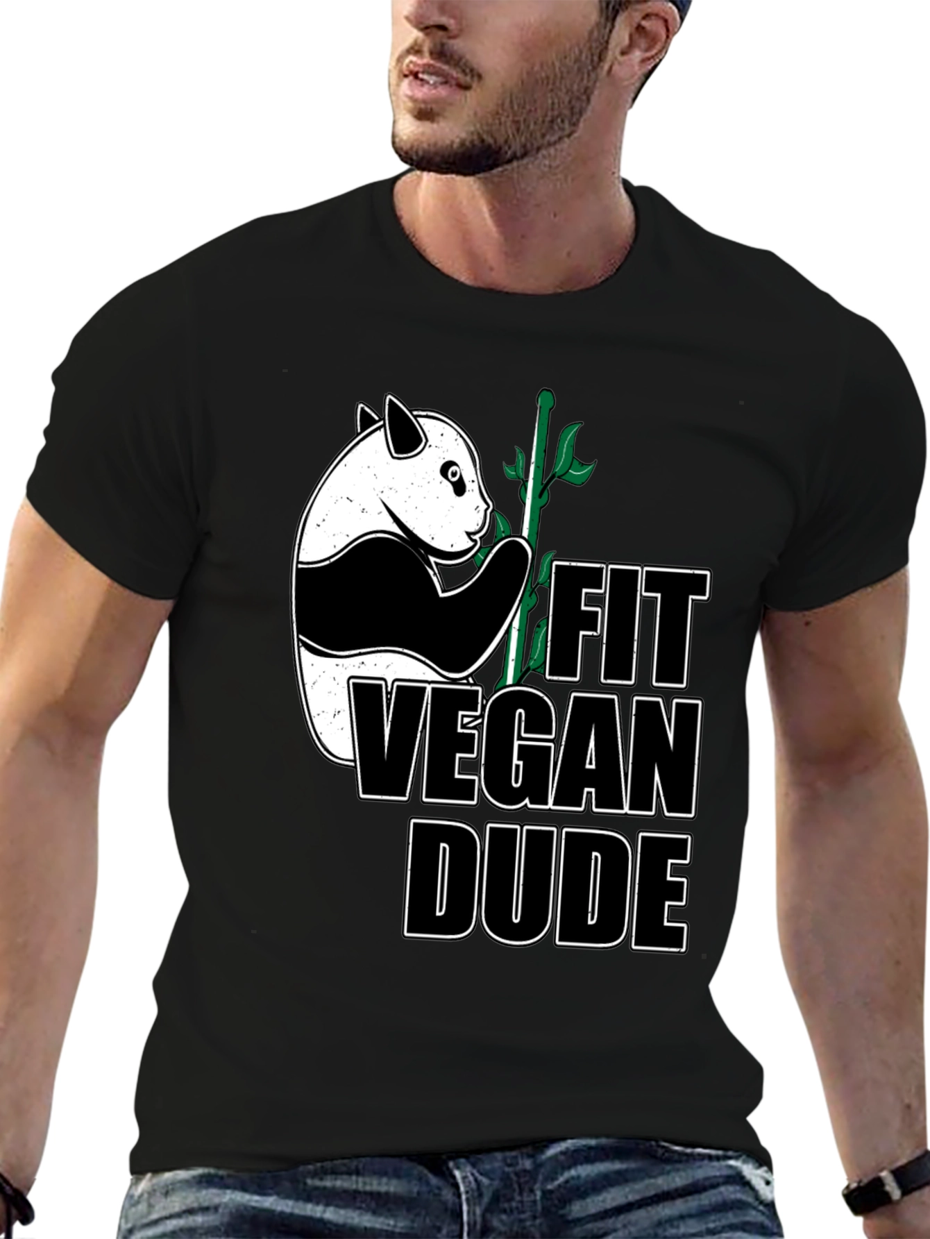 Fit Vegan Dude Panda T-Shirt
