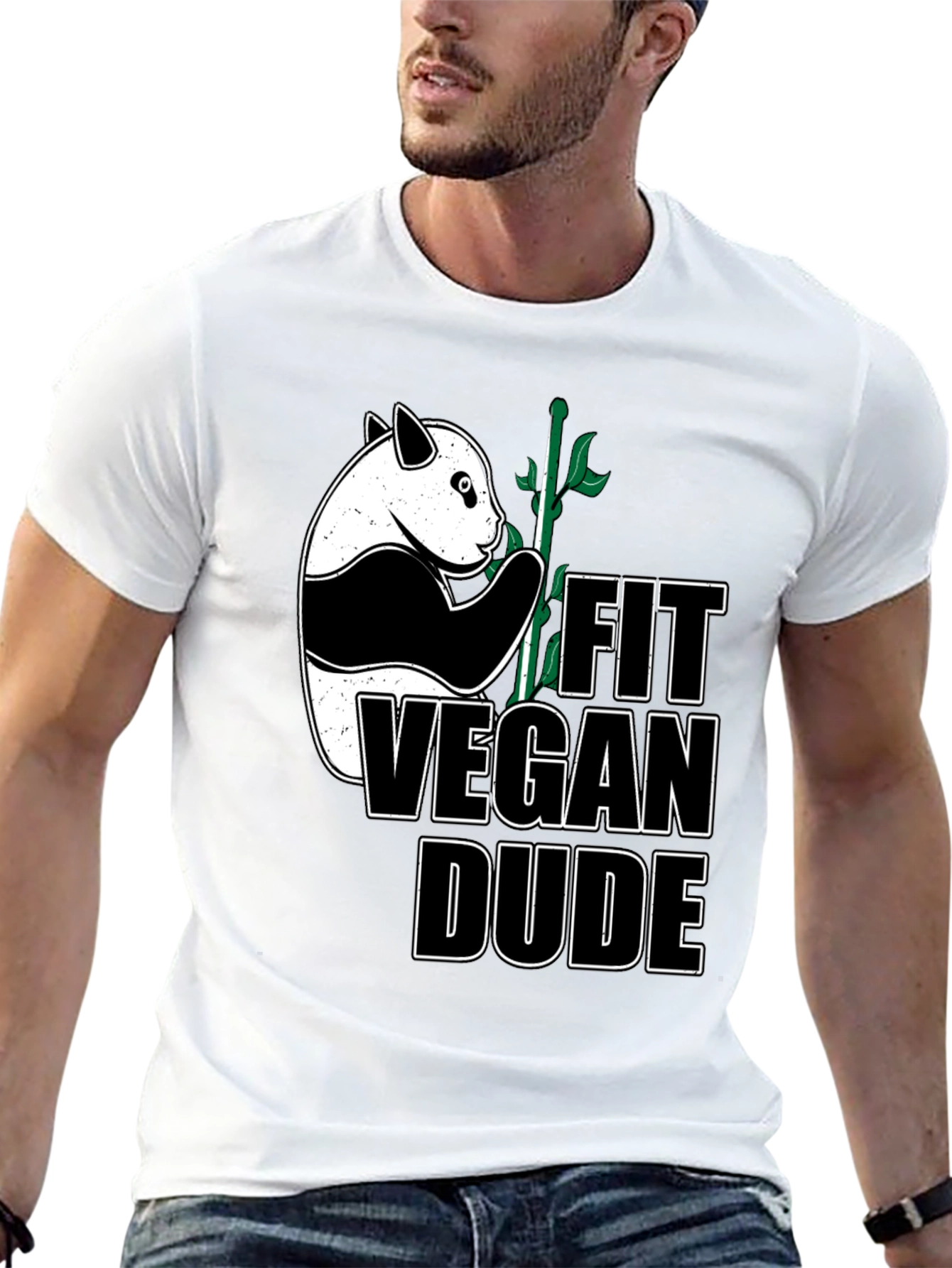 Fit Vegan Dude Panda T-Shirt