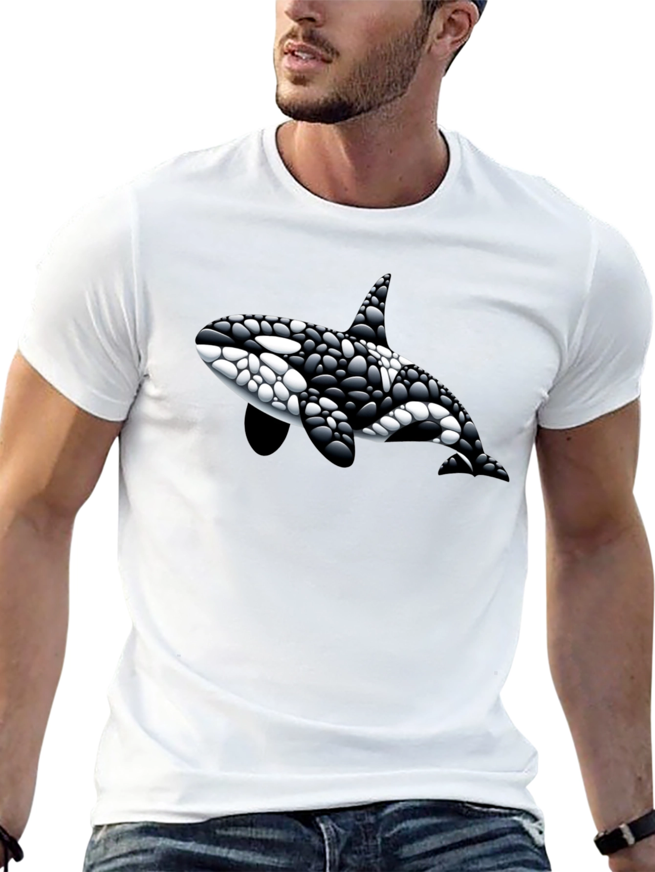 Killer Whale Graphic Tee - Black Cotton Blend