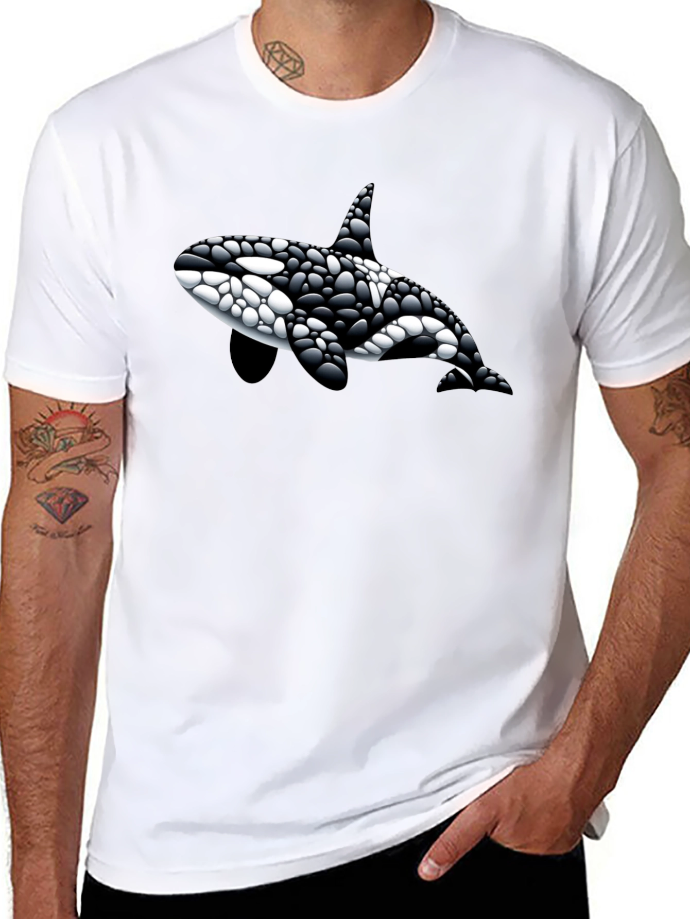 Killer Whale Graphic Tee - Black Cotton Blend