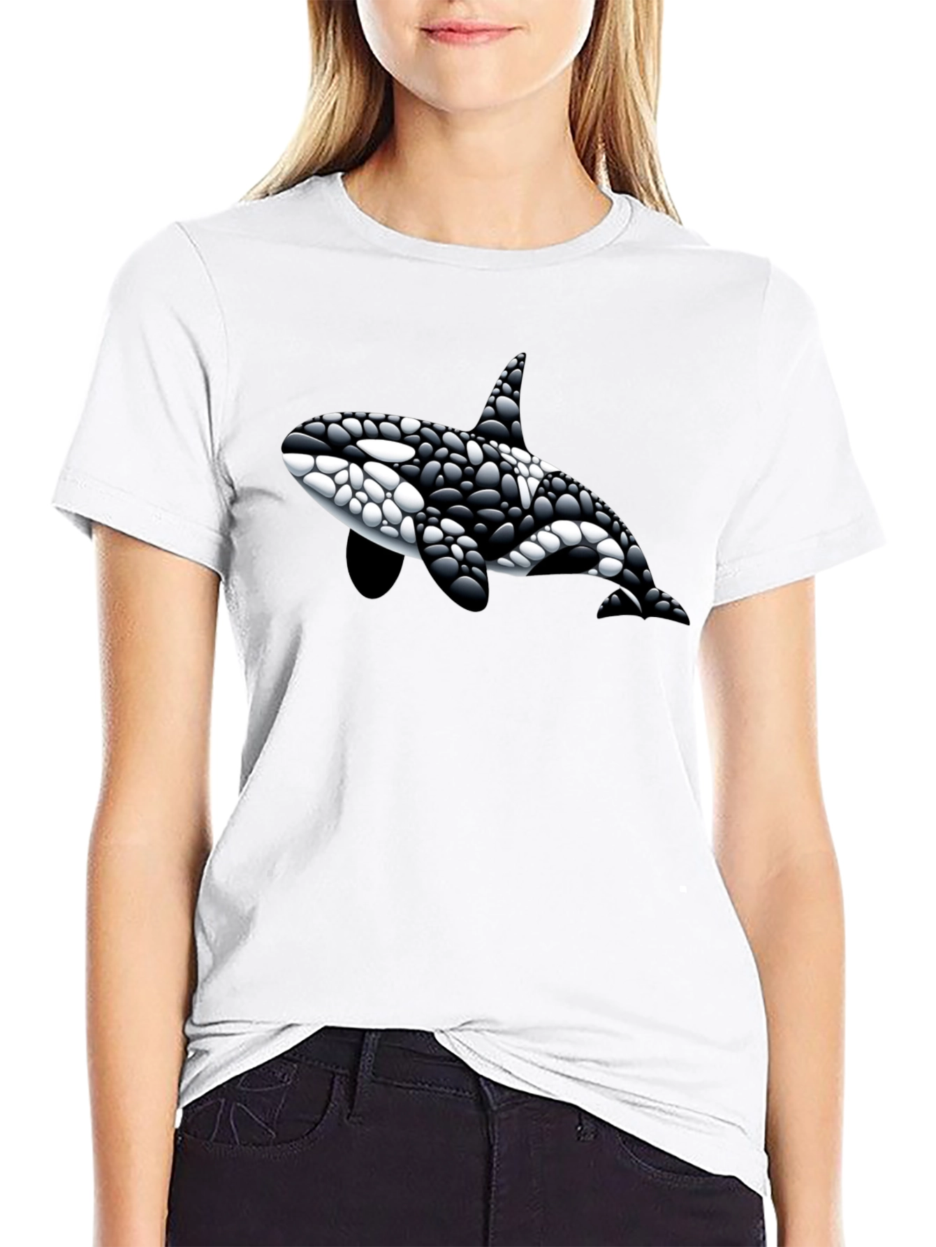 Killer Whale Graphic Tee - Black Cotton Blend