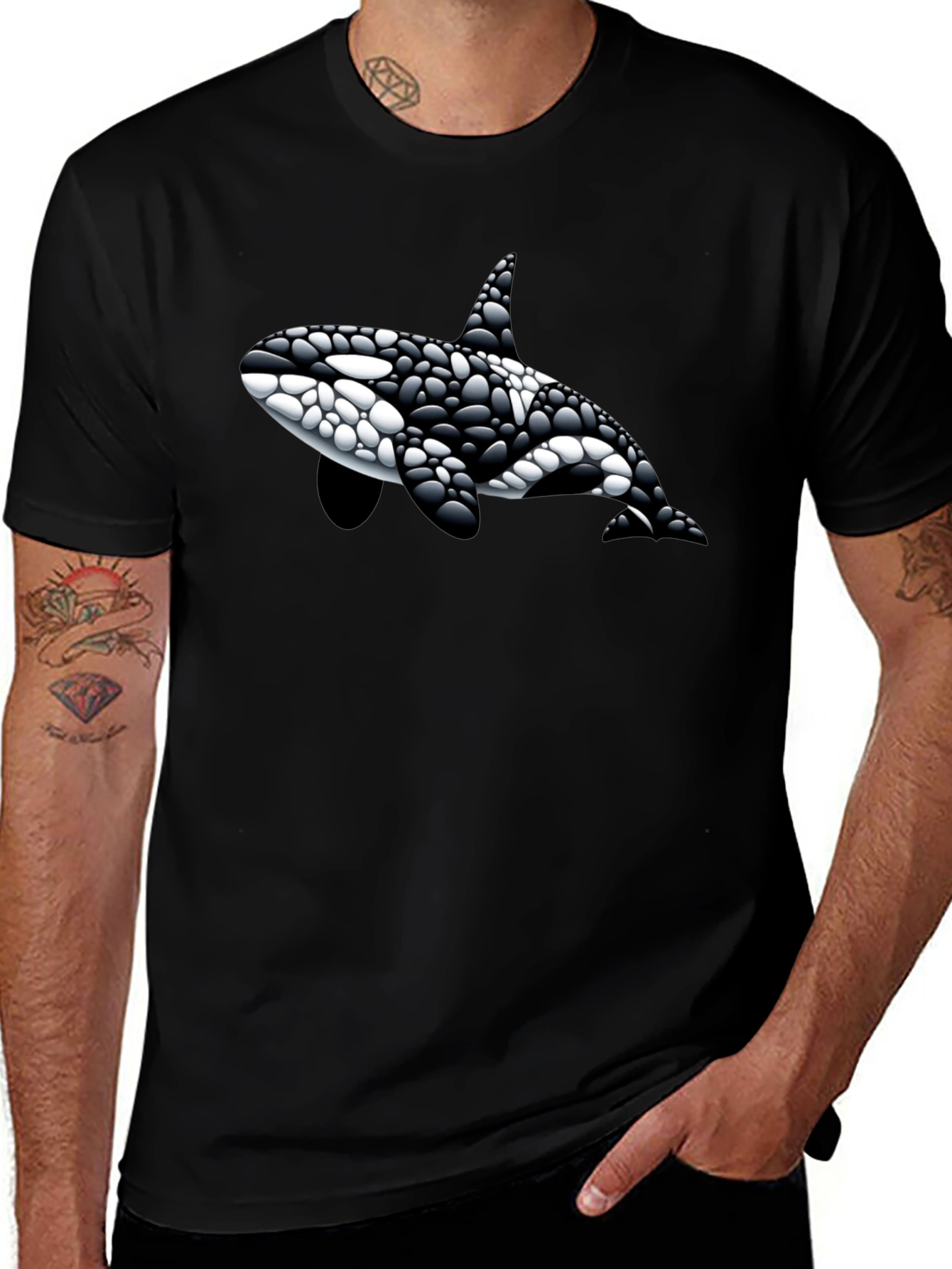 Killer Whale Graphic Tee - Black Cotton Blend