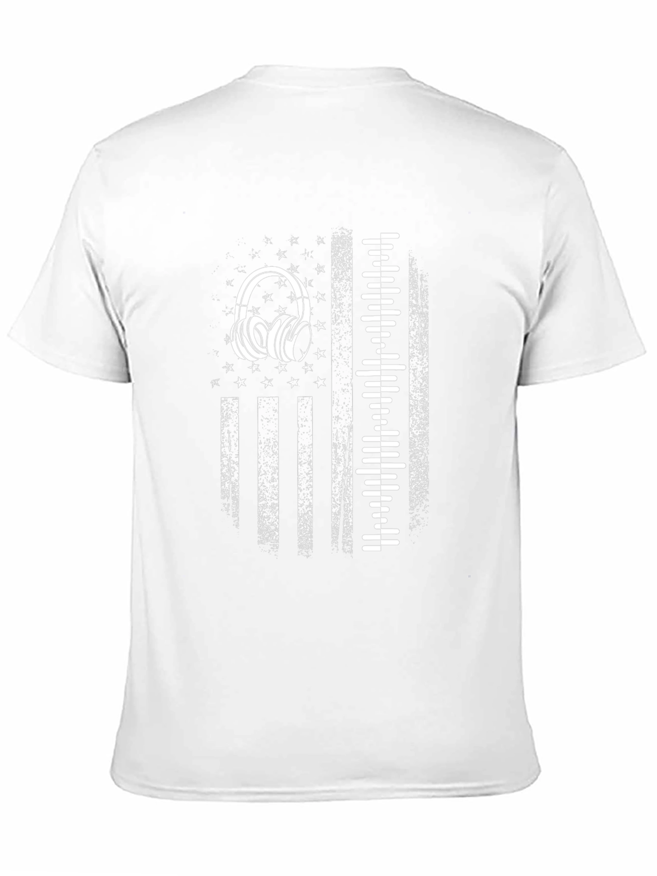 Distressed USA Flag Headphones Graphic Tee