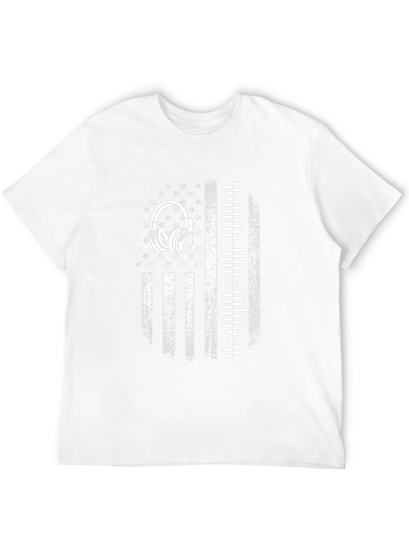 Distressed USA Flag Headphones Graphic Tee