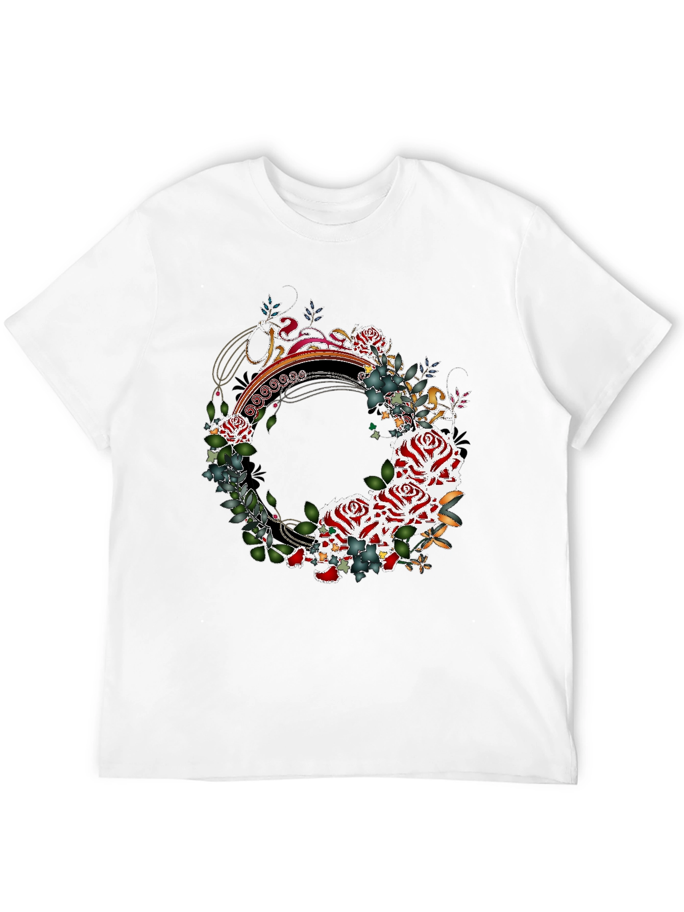 Floral Wreath Graphic Tee - Stylish Mens Shirt