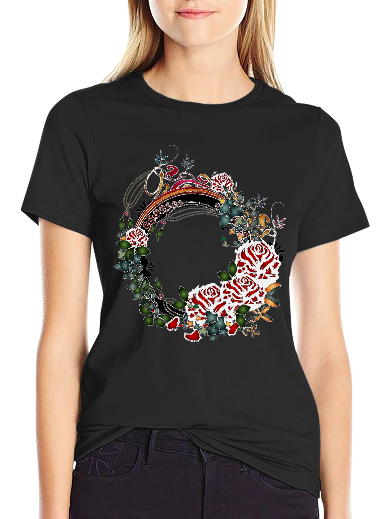 Floral Wreath Graphic Tee - Stylish Mens Shirt