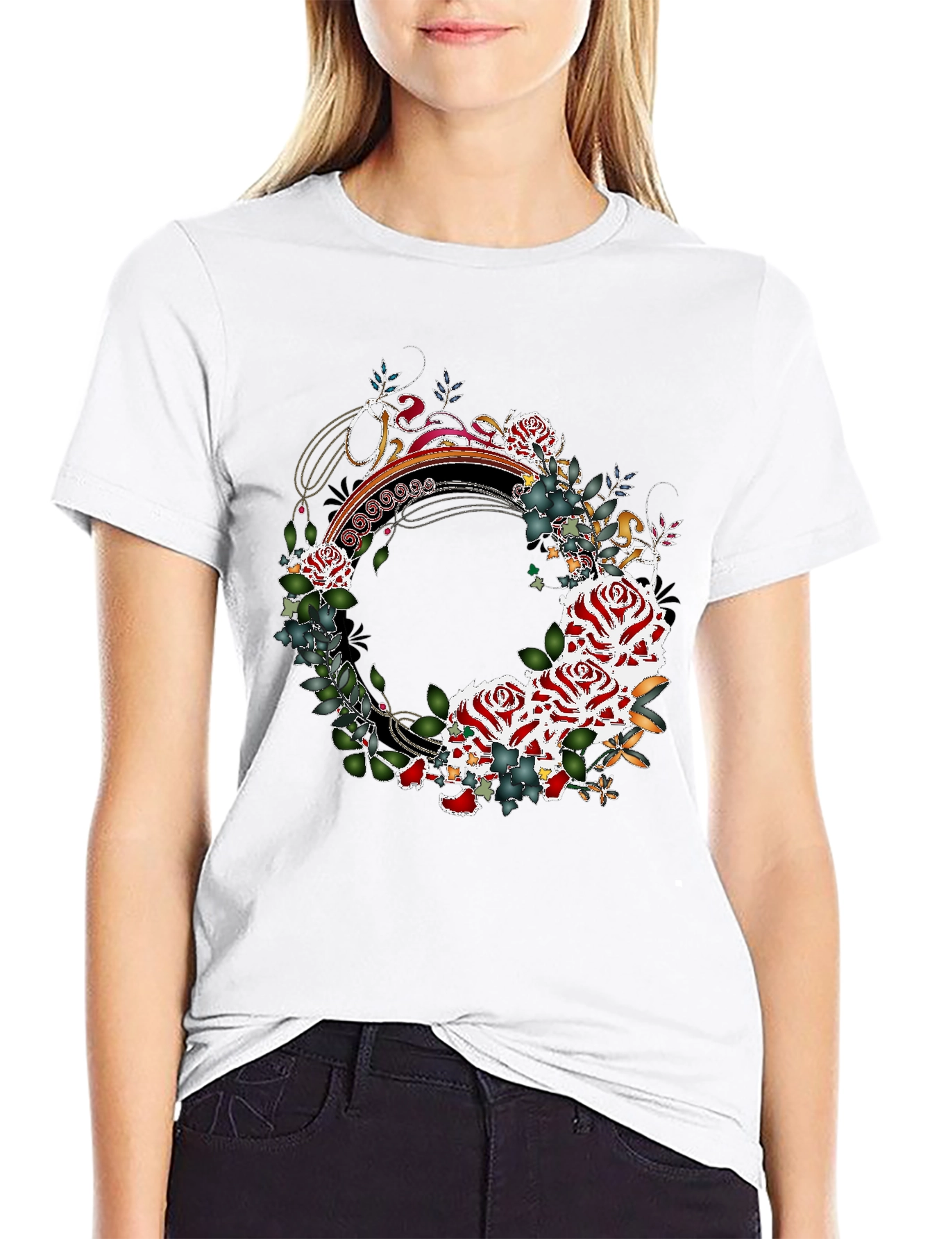 Floral Wreath Graphic Tee - Stylish Mens Shirt