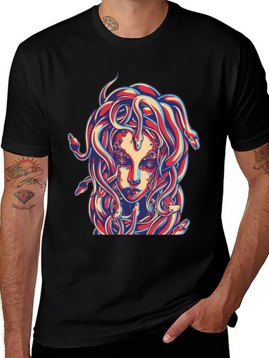 Medusa Graphic Print Black T-Shirt
