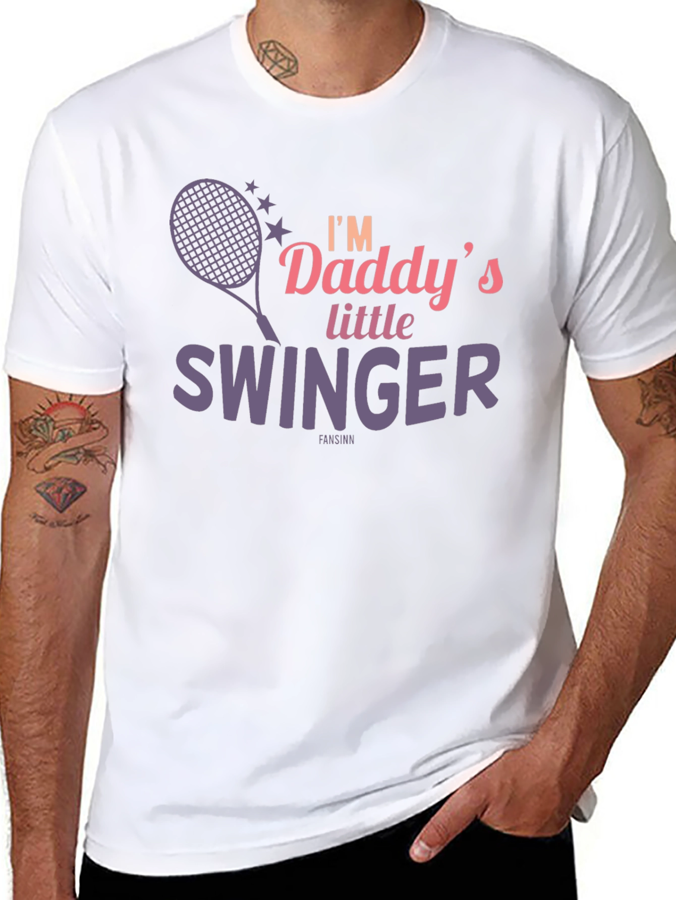 Daddys Little Swinger T-Shirt Funny Tennis Tee