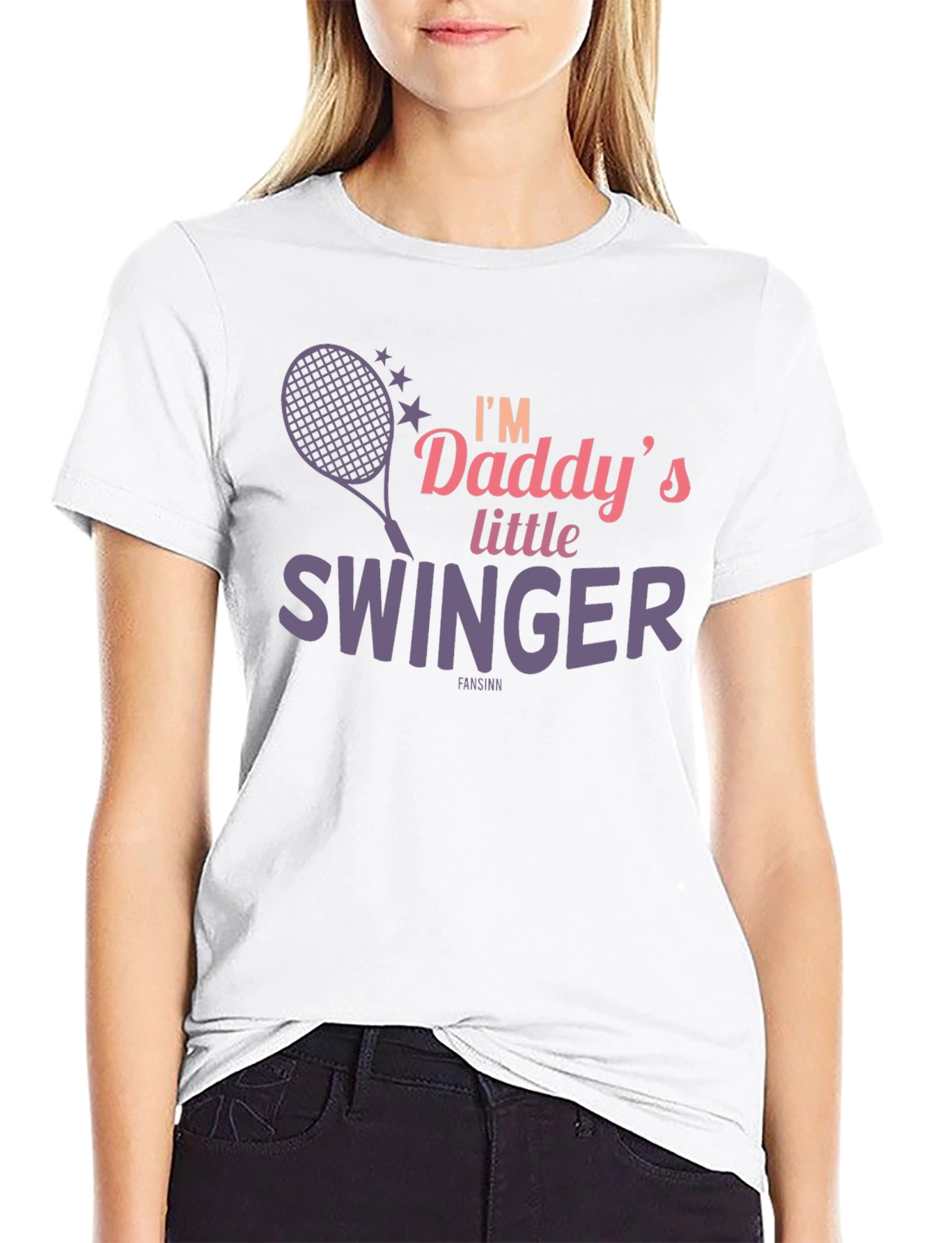 Daddys Little Swinger T-Shirt Funny Tennis Tee
