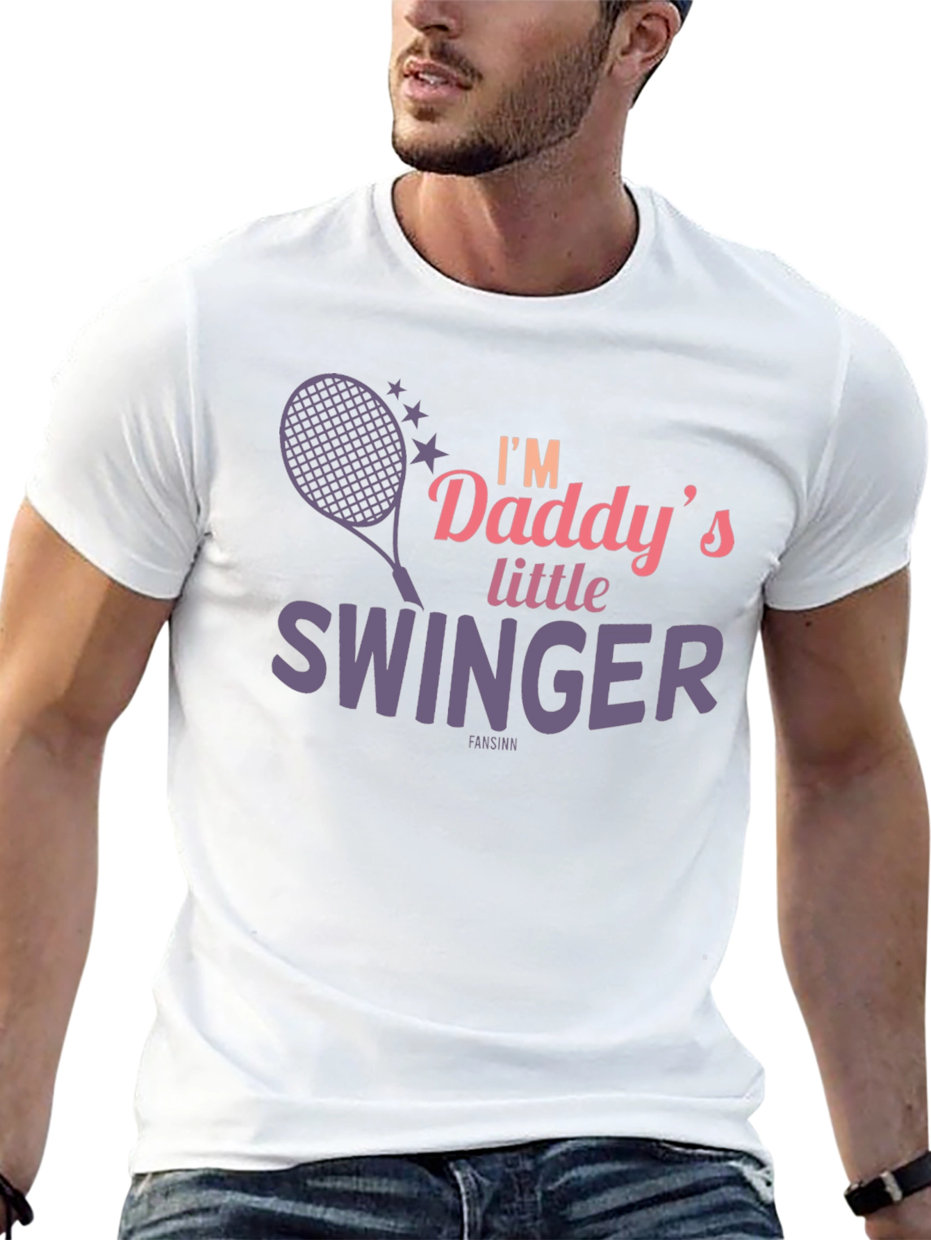 Daddys Little Swinger T-Shirt Funny Tennis Tee