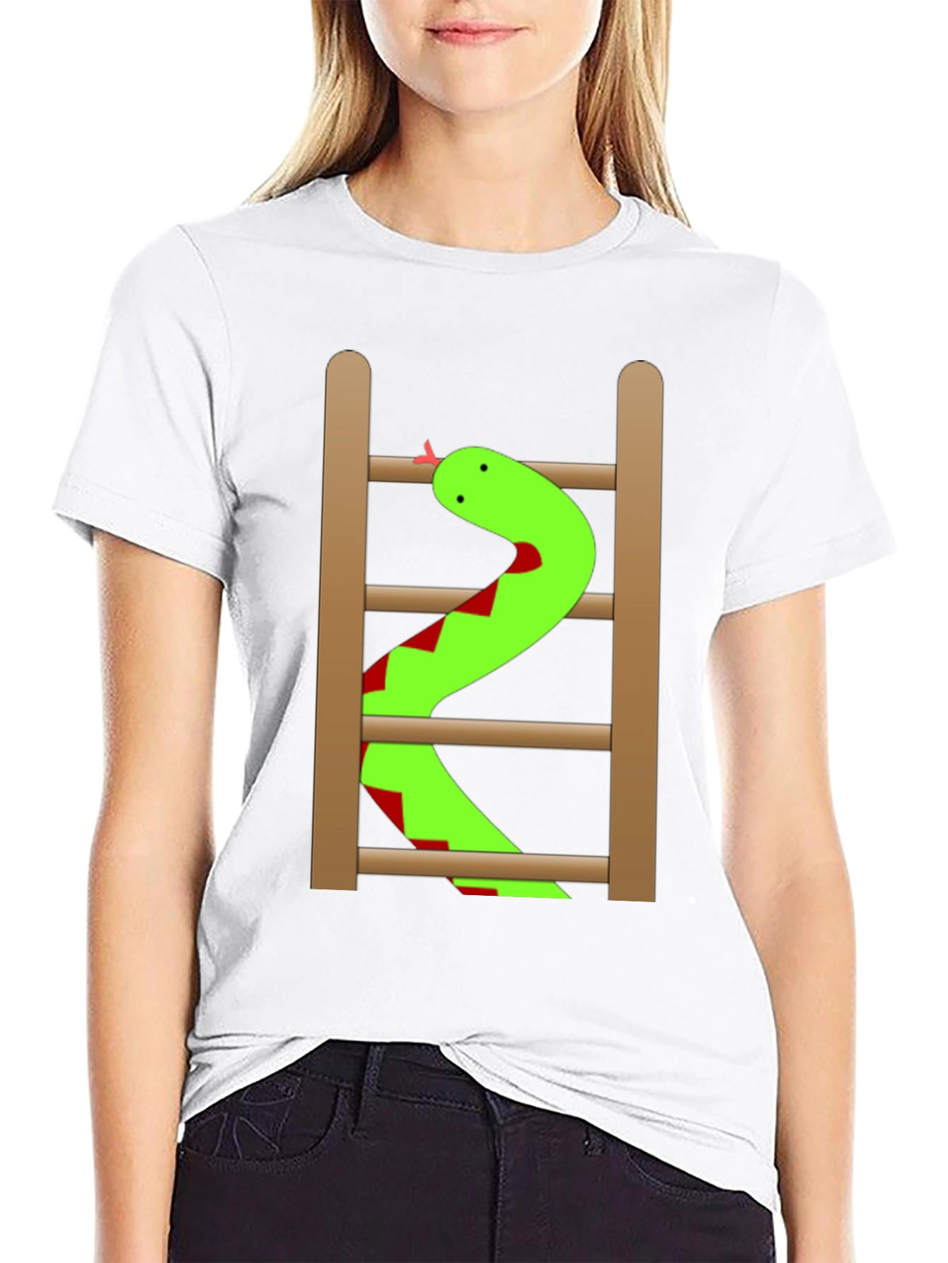 Snake Ladder Funny Graphic Tee - Black