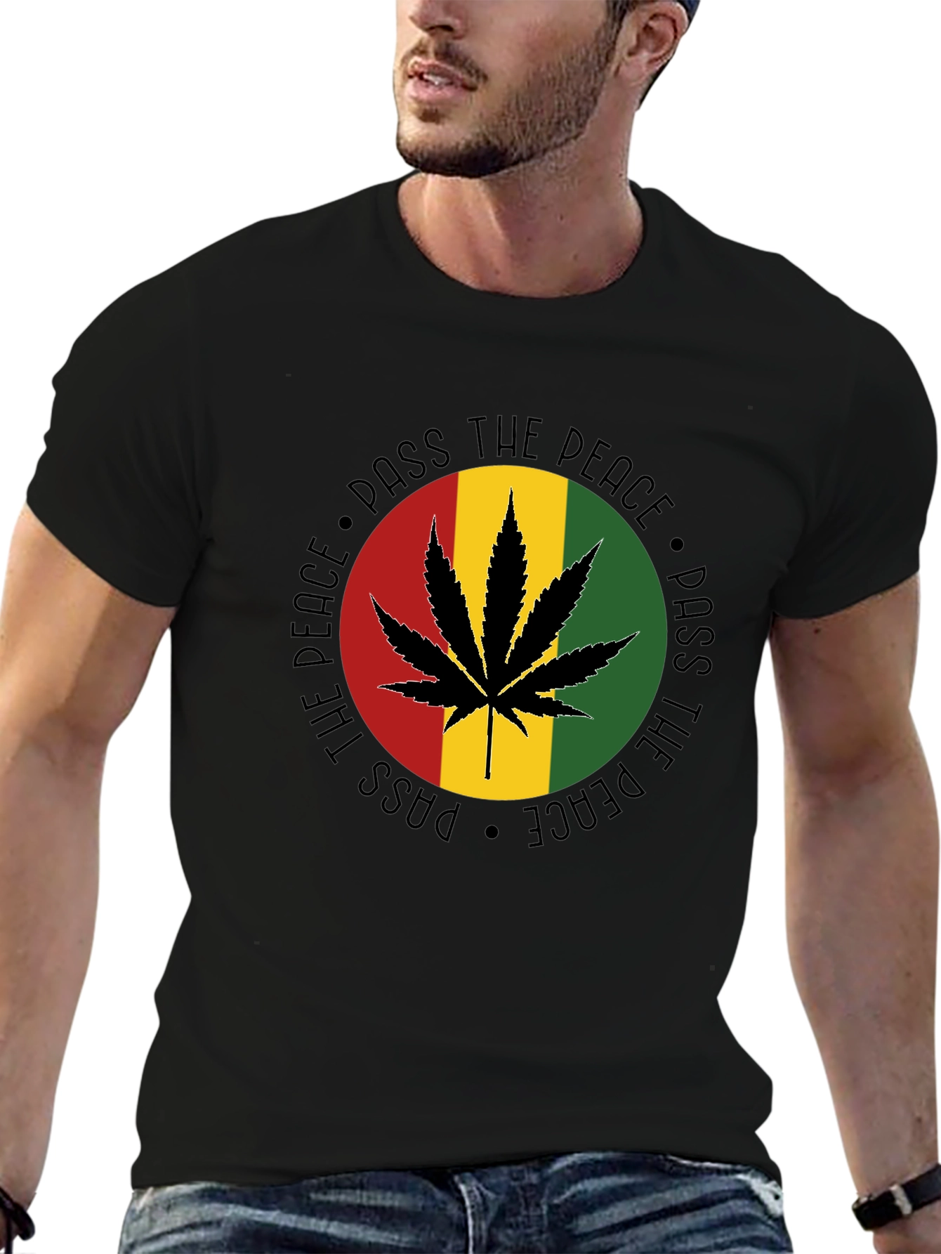 Pass The Peace Rasta Marijuana Graphic T-Shirt