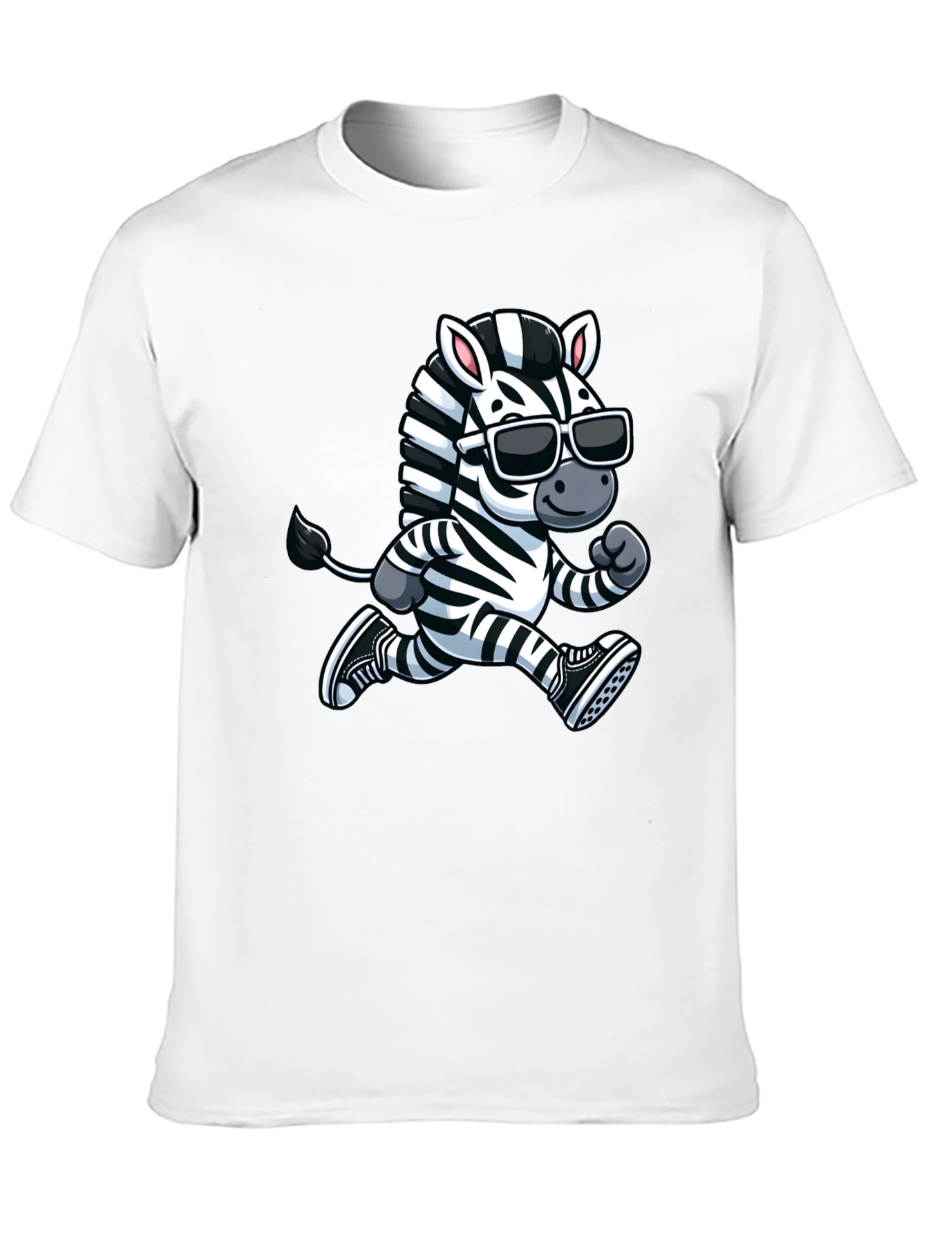 Cool Zebra Running T-Shirt - Black Cotton Graphic Tee