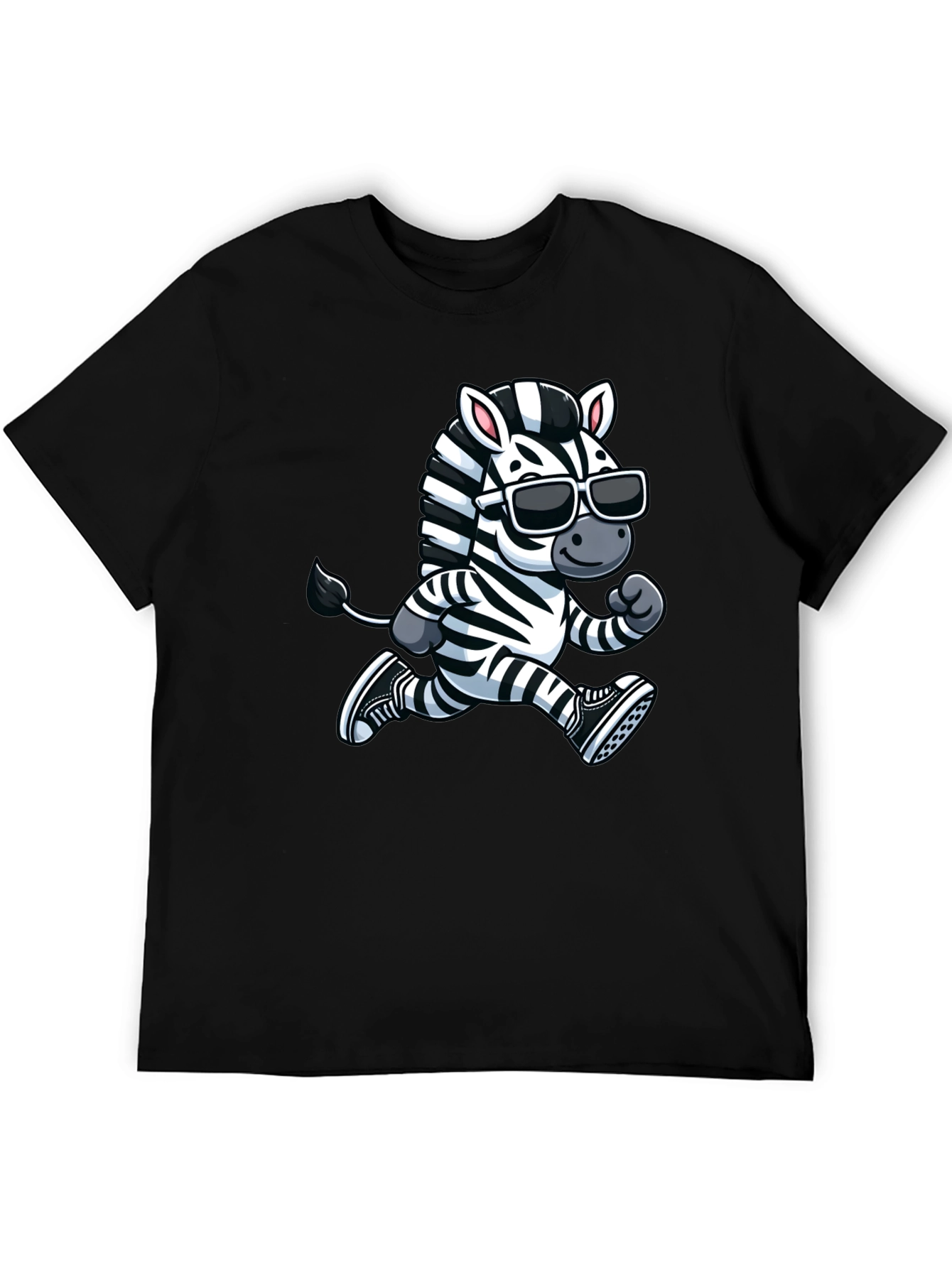 Cool Zebra Running T-Shirt - Black Cotton Graphic Tee