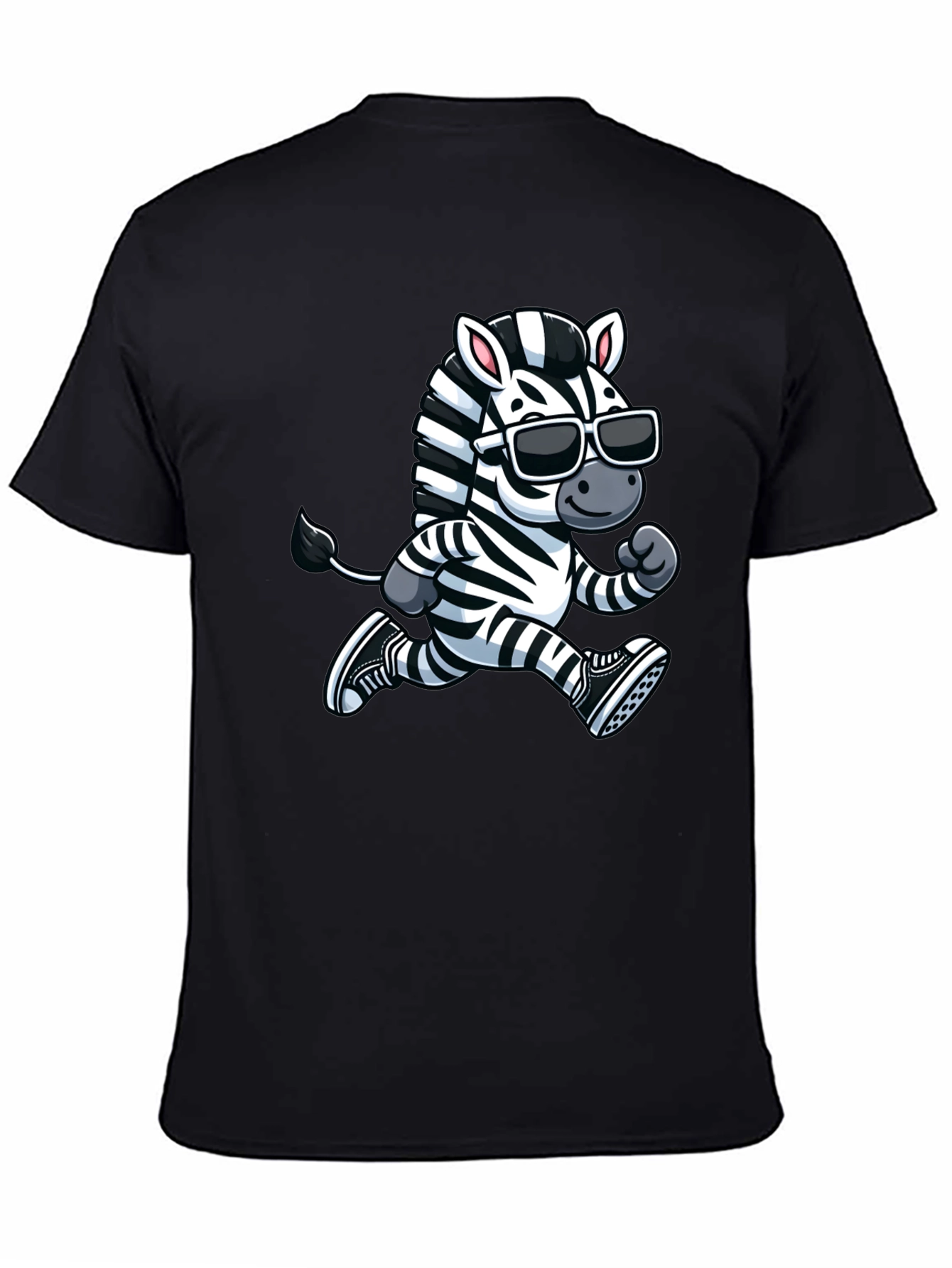 Cool Zebra Running T-Shirt - Black Cotton Graphic Tee