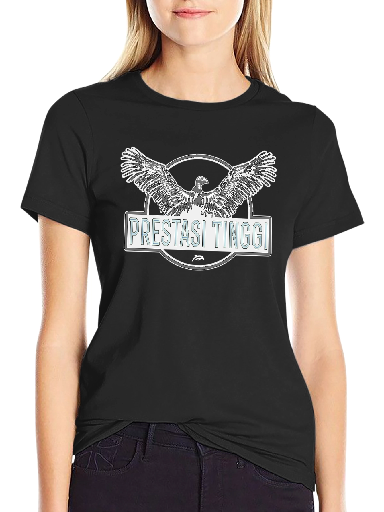 Pretasi Tinggi Eagle Graphic Black T-Shirt