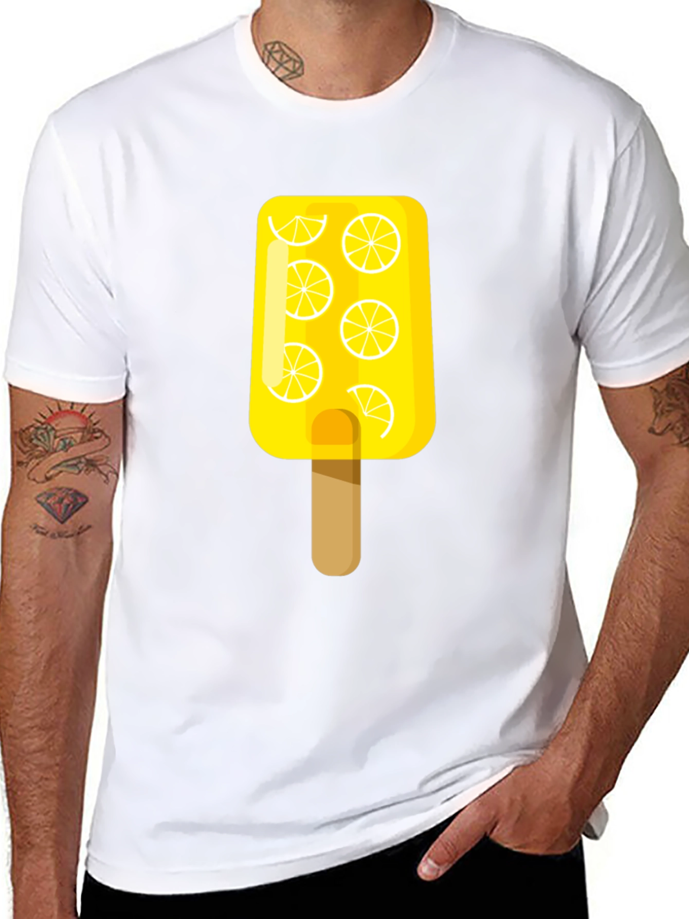 Lemon Popsicle Graphic Tee - Black Cotton T-Shirt