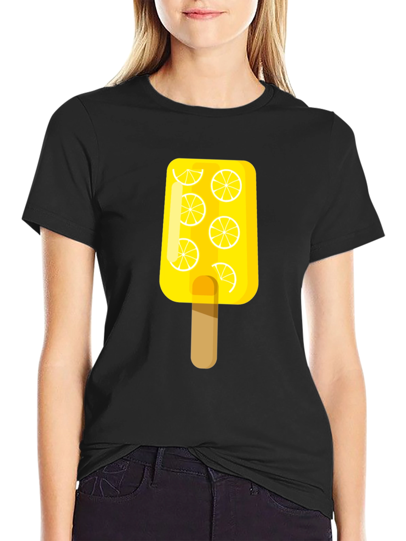 Lemon Popsicle Graphic Tee - Black Cotton T-Shirt
