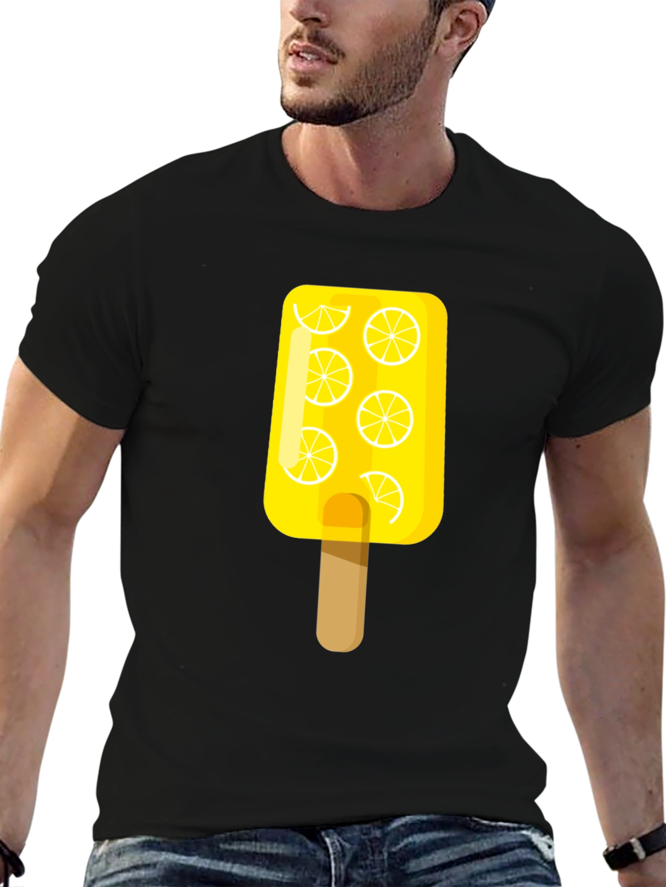 Lemon Popsicle Graphic Tee - Black Cotton T-Shirt