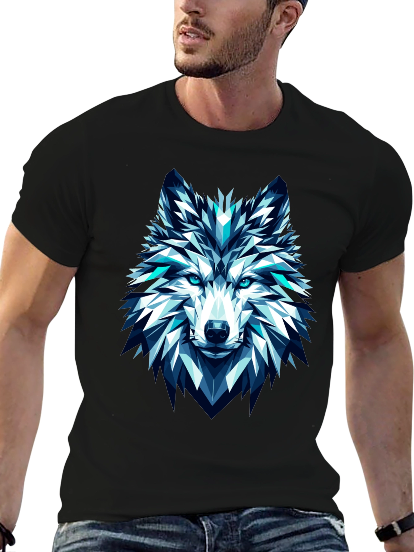 Geometric Wolf Graphic Tee - Modern Art T-Shirt