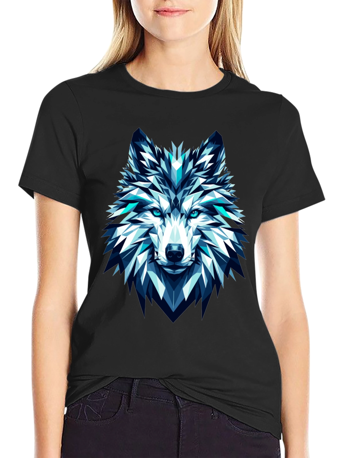 Geometric Wolf Graphic Tee - Modern Art T-Shirt