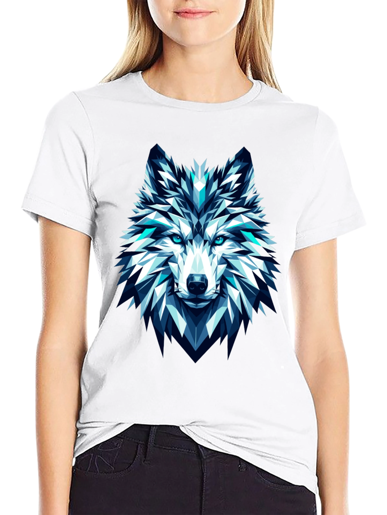 Geometric Wolf Graphic Tee - Modern Art T-Shirt