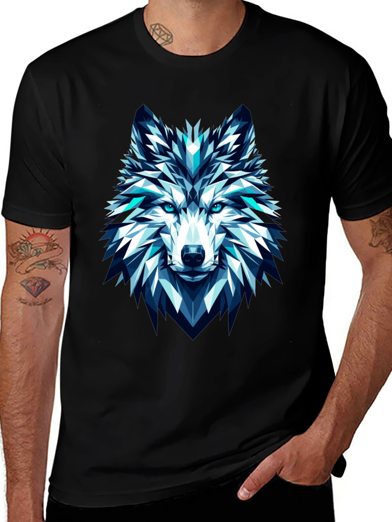 Geometric Wolf Graphic Tee - Modern Art T-Shirt