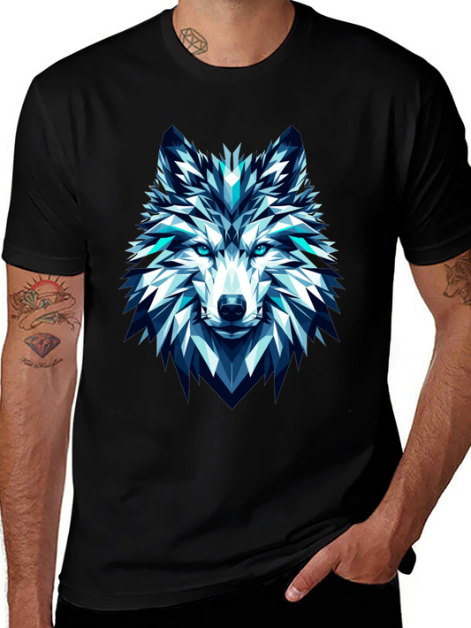 Geometric Wolf Graphic Tee - Modern Art T-Shirt