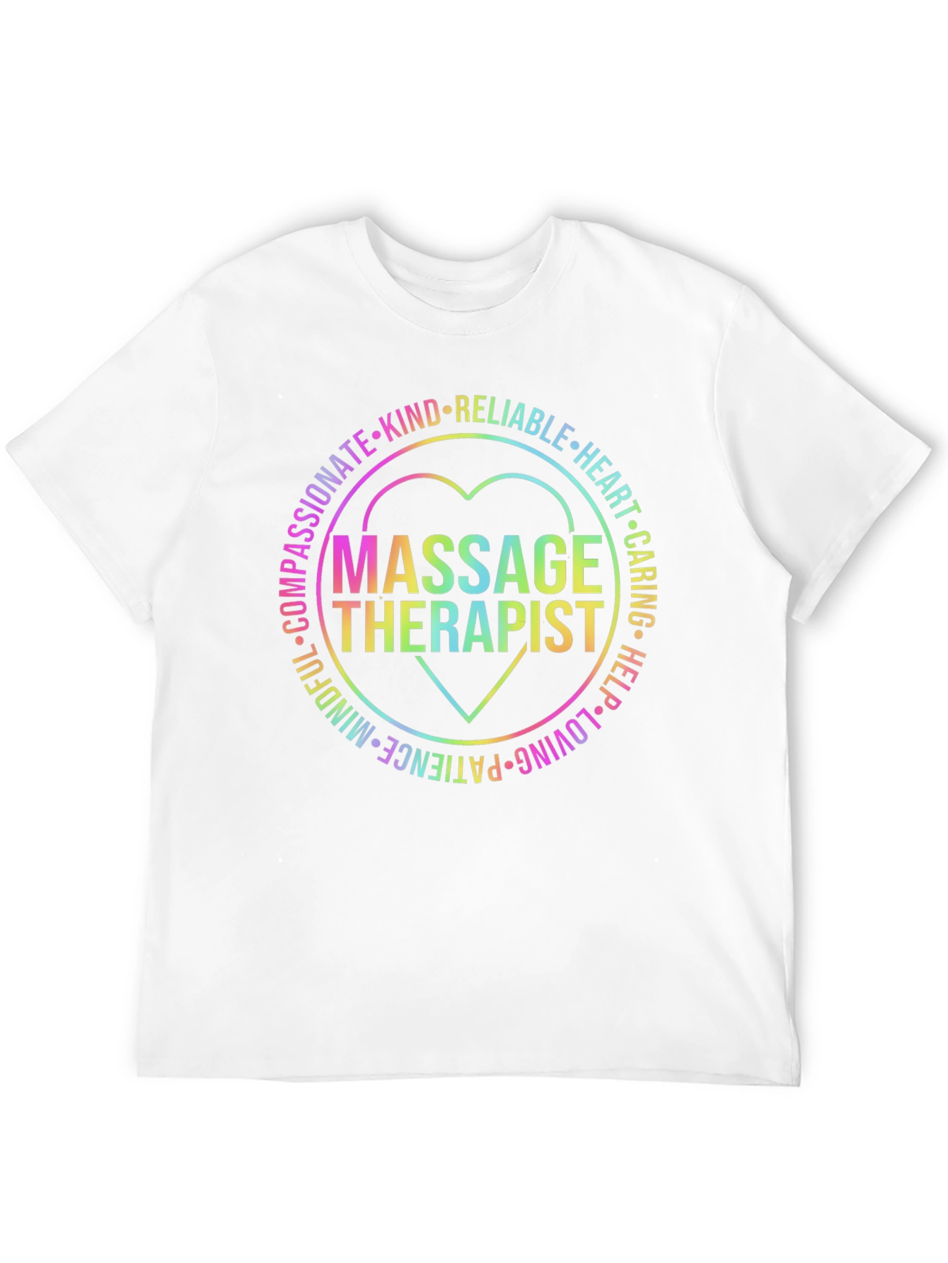 Massage Therapist Rainbow Heart Graphic T-Shirt
